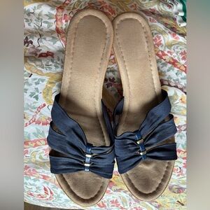 Blue Cork Wedge Sandals